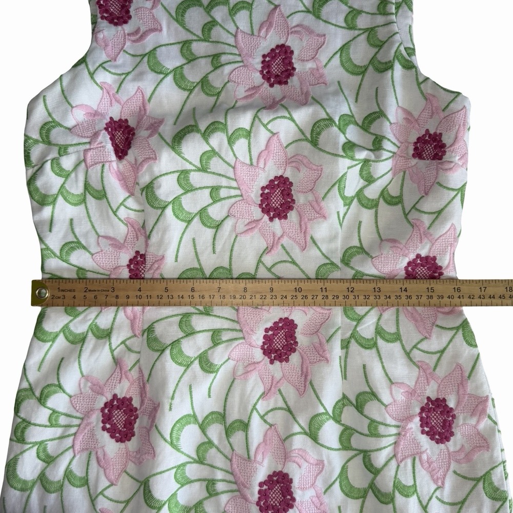 TALBOTS Embroidered Floral Shift Dress Sz 8 Garden Party Cottagecore Coquette ** - Picture 9 of 10